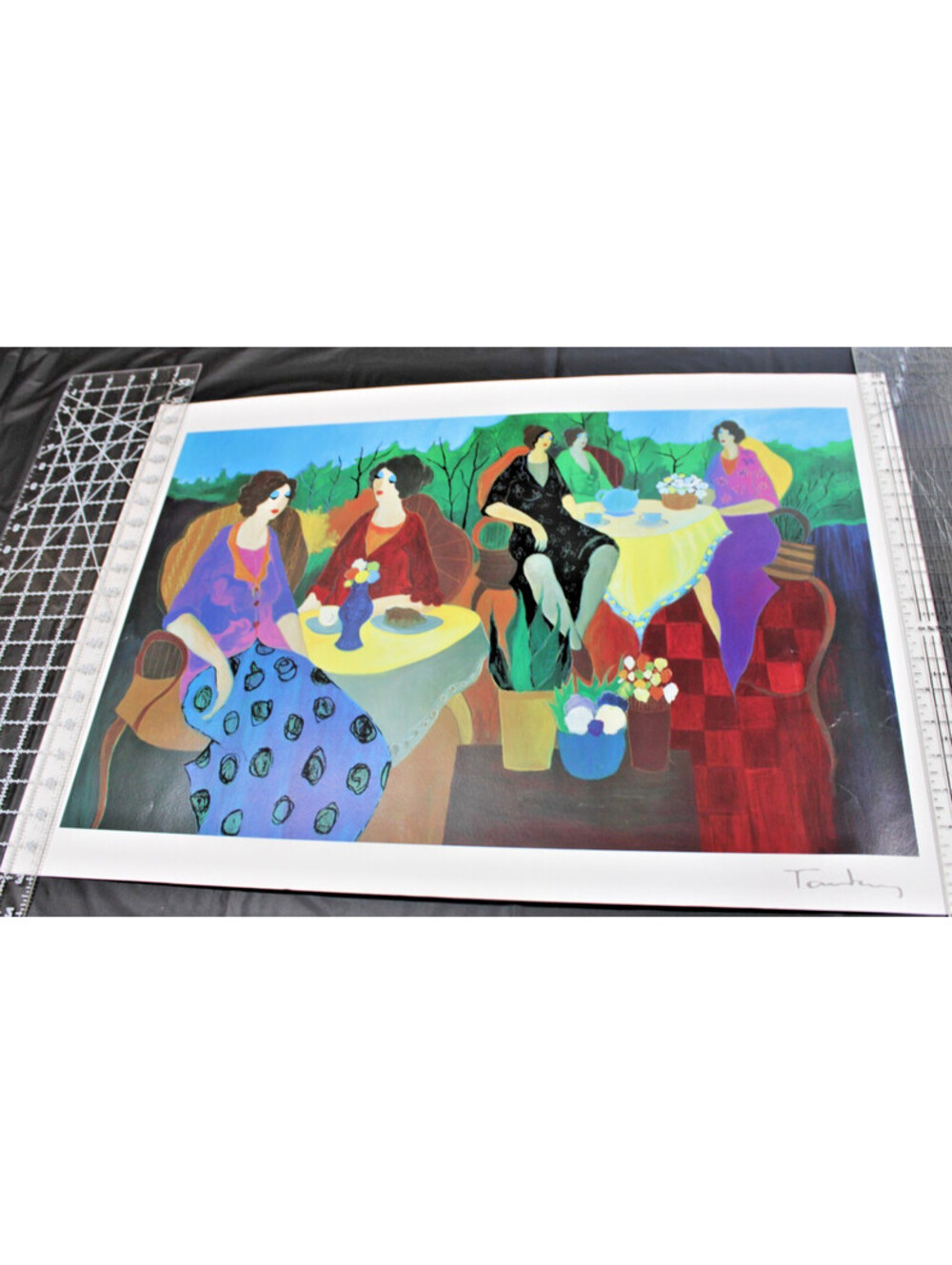 Itzchak Tarkay (1935-2023) Signed Seriograph "Morning Social" Unframed 19x27